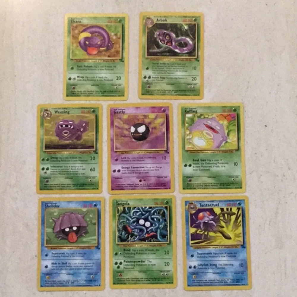 1999 Pokemon Cards Fossil Base Set Gastly Ekans Arbok Tentacruel Lot 8 Card